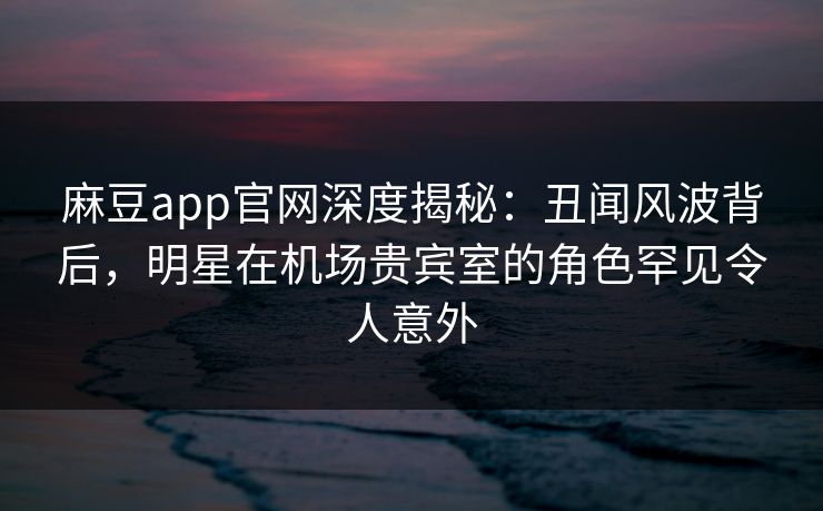 麻豆app官网深度揭秘：丑闻风波背后，明星在机场贵宾室的角色罕见令人意外