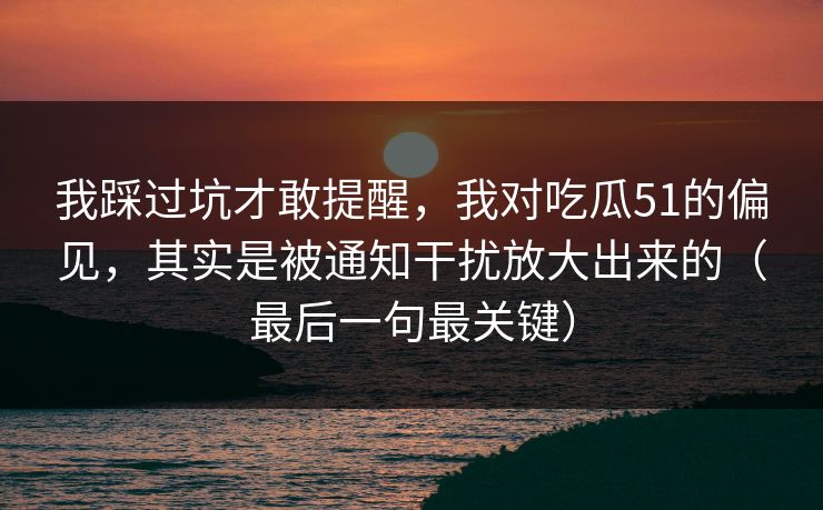 我踩过坑才敢提醒，我对吃瓜51的偏见，其实是被通知干扰放大出来的（最后一句最关键）