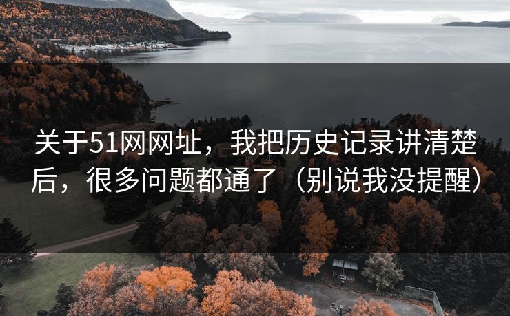 关于51网网址，我把历史记录讲清楚后，很多问题都通了（别说我没提醒）